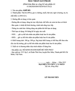 giấy chứng nhận mẫu sản phẩm